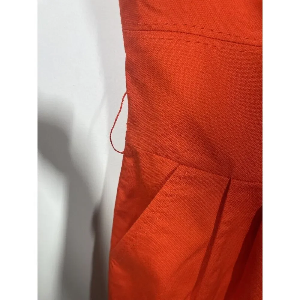 Tory Burch Leena Sleeveless Orange Lined Sheath Dress Side Zip Pockets Size‎ 4